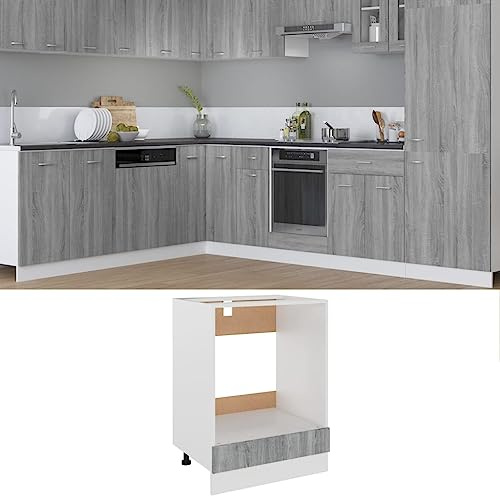 QZZCED Armoire de Cuisine Classique pour Four et Micro-Ondes avec Grand Compartiment et Pieds Réglables - Matériau Bois d'Ingénierie Résistant à l'Humidité et Surface