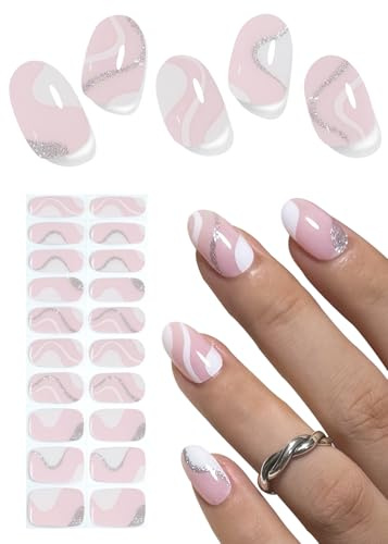 Unghie Gel Adesive UV, Strisce glitterate 20 PCS Smalto Adesivo per unghie, Strisce di Smalto Gel per Unghie