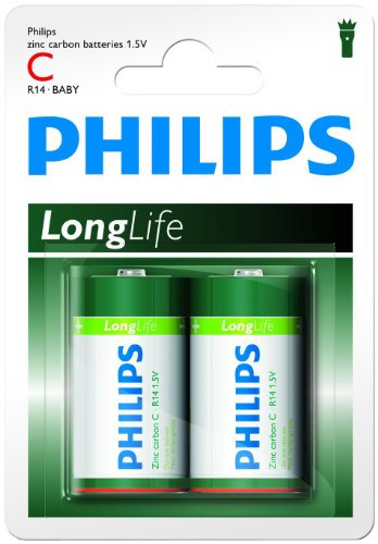 Philips Pile R14 C - 2 Pièces - Longlife