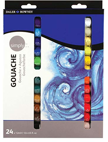 Daler Rowney 126600924 - Simply Gouache Set, 24 x 12 ml, Rot