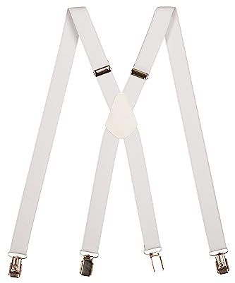 Olata Bretelle Sottili a Forma di X, Unisex, Regolabili, Elastiche, con Clip in Metallo, 2,5 cm. Bianco