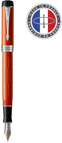 Parker Duofold Classic Füller | Big Red Vintage | Größe Centennial | Füllfederhalter mit feiner Feder aus Massivgold | schwarze Tinte und Konverter | Geschenkbox