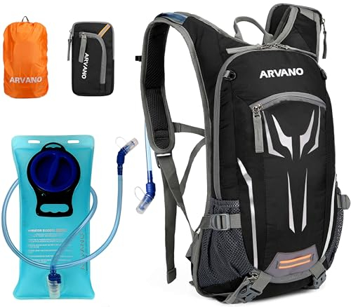 Arvano Trinkrucksack Fahrrad Rucksack mit Trinkblase 2l für Damen Herren, Wasserdicht für MTB Fahrrad Skifahren Wandern Motorrad Ski