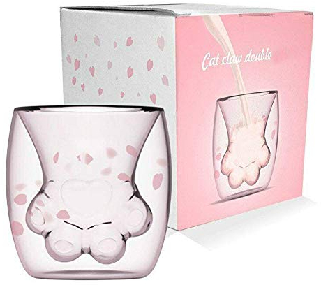 Süße Katzenpfote Tassen Kaffee Teegläser Trinkgläser Kaffeeglas Doppelwandige Isoliergläser Espressotasse Katze Becher Geschenk Tassen Glas Tasse zum Tee Milk Whisky