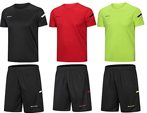 BUYJYA - Abbigliamento da allenamento da uomo: pantaloncini sportivi, set da 3 per basket, calcio, allenamento, corsa, palestra, regali di Natale, Large