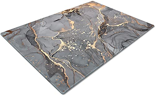 Catering Chopping Boards | Glass Worktop Savers/ Protectors Heat Resistant | Over The Sink | Large | Grey Gold Black