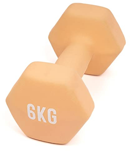 MYGA Hex Dumbbells - Single Neoprene & Cast Iron Hexagonal Dumbbell Hand Weights for Women and Men at Home & Gym - Weight: 6 kg