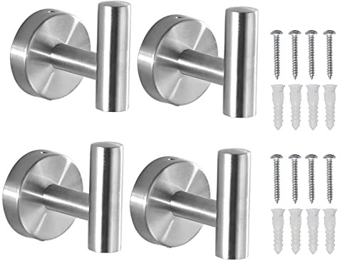 Lifeicomall Ganci da parete per asciugamani, per bagno, doccia, cucina, in acciaio inox SUS 304, argento (silver 4)