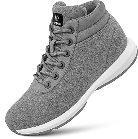 Giesswein Wool Sneaker High Top Homme - Chaussures d'hiver doublées Homme | Bottines d'hiver déperlantes à doublure mérinos, semelle antidérapante pour neige & ville