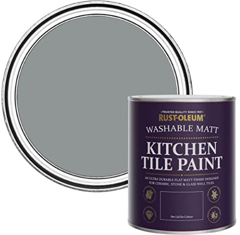Rust-Oleum Mid-Grey water resistant Kitchen Tile Paint in Matt Finish - Mid-Anthracite 750ml