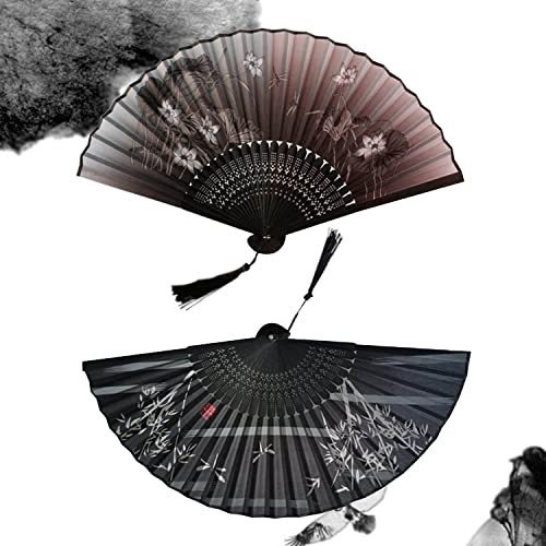 2 PZ Ventaglio Pieghevole Ventilatori A Mano Ventilatori Palmari Bambù Fan Festa Favore Prestazioni Danza Decorazioni Festival Stile Cinese Regalo