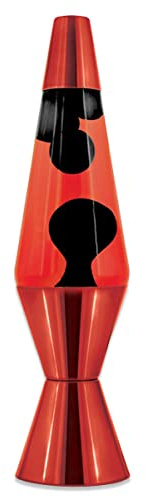 Spencer Gifts Lava® Lamp - 14.5 Metallic - The Original Motion Lamp - Black Wax and Red Liquid with Metallic Red Base Exclusive