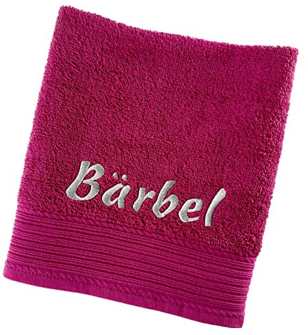 Schnoschi Handtuch mit Namen oder Wunschtext Bestickt, personalisiertes Duschtuch, individuelles Badetuch, Saunatuch oder Gästehandtuch mit Initialen, 100% Baumwolle, 100 x 180 cm pink