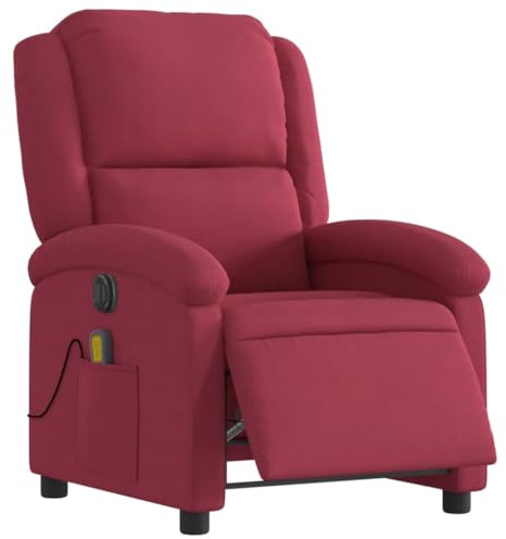 vidaXL Poltrona Massaggiante Reclinabile Elettrica Rosso Vino Velluto, Poltrona Massaggiante Elettrica, Poltrona Ufficio