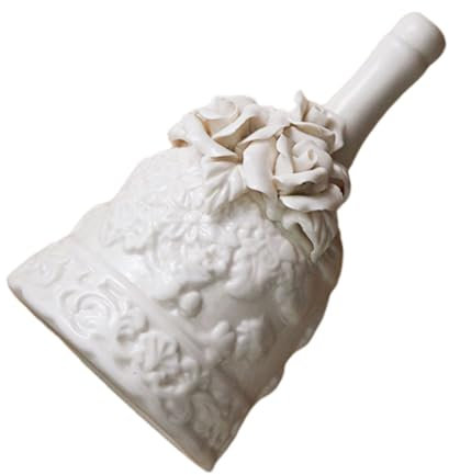 Cabilock Handglocke Retro-handrufglocke Weiße Keramik-dekoglocke für Hotel Küche Bar