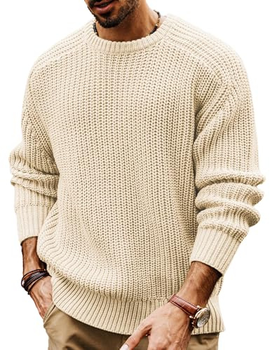 PJ PAUL JONES Men's Jumpers Crew Neck Chunky Knit Jumper Winter Sweater