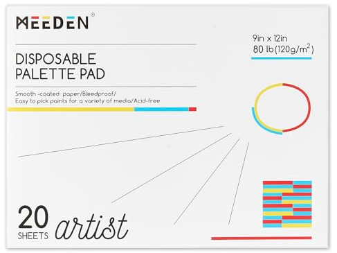 MEEDEN Bloc de Papier pour Palette d'artiste : 22,9 x 30,5 cm, 20 Feuilles (36,3 kg/120 g/m²) - Bloc de Papier jetable pour Peinture Acrylique Aquarelle à l'huile