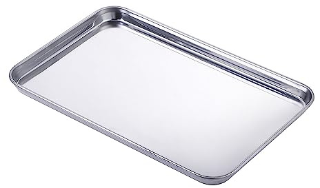 Plaque de four en acier inoxydable - Grande plaque à biscuits - Plaque de cuisson (35 x 25 x 1,5 cm)