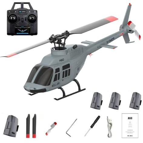NULA RC ERA A60 Mini Bell206 RC Helicóptero RTF 1:42 6CH 6G Giroscopio teledirigido de 6 ejes con función de retención de altitud, inicio de un botón y alarma de bajo voltaje para adultos
