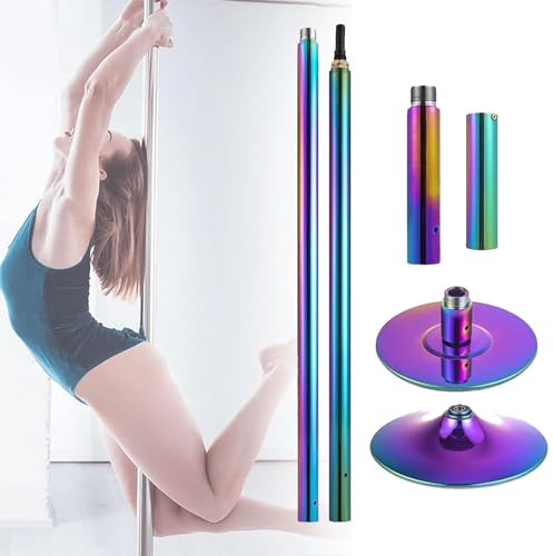 Professionell poledance-stång, avtagbar och roterbar fast poledance-stång, justerbar höjd från 2,1-2,7 meter, bärbart poledance-stångset, lämplig för gym, klubb,