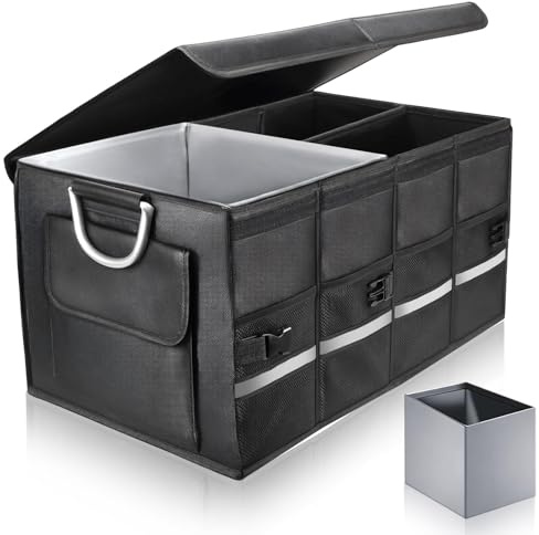 COEWUR Borse per bagagliaio auto Organizzatore Baule Auto Contenitore Pieghevole Oxford 1680D Organizer Bagagliaio Auto con Borsa impermeabile, Multicompartimenti, Coperchio Morbido