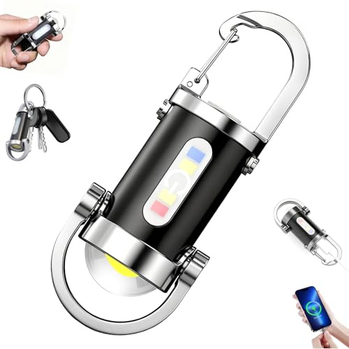 Mini Lampe Torche Porte Clef Lumineux 1200Lm Lampe Torche LED Ultra Puissante Rechargeable USB C 5Modes d'Éclairage pour Camping,Urgence,Pêche,Randonnée Activités de Plein Air[Classe énergétique A++]