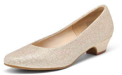DREAM PAIRS Escarpins Femme Petit Talon Chaussure, Escarpins Compensés Elégants et Confortables pour Femme,Size 41,Or/Paillettes,Mila
