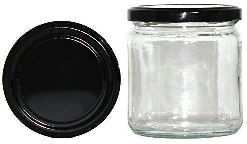 Germerott Bienentechnik 60 x Rundglas 400ml 500g mit 82er Twist-Off Deckel Schwarz