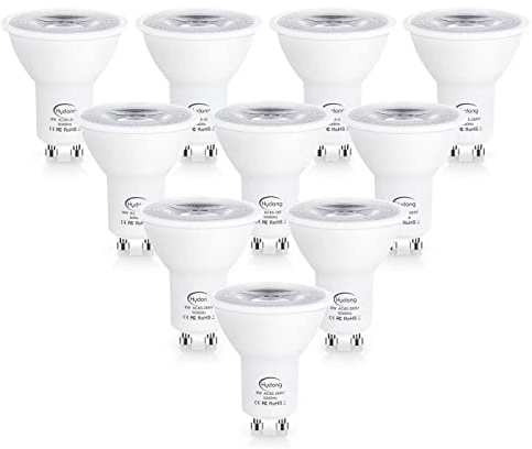 HYDONG GU10 LED Light Bulbs 8W Cool White 6000K, 70W Halogen Bulbs Equivalent, 720LM Light Bulb, 120° Wide Beam, No Dimmable, AC 85V-265V, Pack of 10