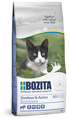 Bozita Outdoor & Active Croquettes pour Chat avec élan – 10 kg – sans blé pour Chats Actifs et sensibles – 30% de protéines, 20% de matières Grasses – sans Sucre ni génie génétique – Fabriqué en