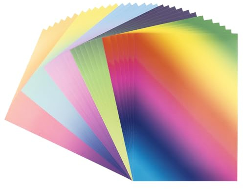 Ideen mit Herz Carta decorativa con gradiente, cartone decorativo colorato, DIN A4, 250 g/m², intensa o pastello (5 diverse sfumature, 30 fogli)