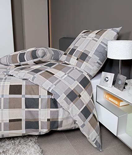 Janine Feinbiber Bettwäsche Davos 65077-08 Silber Graphit Taupe