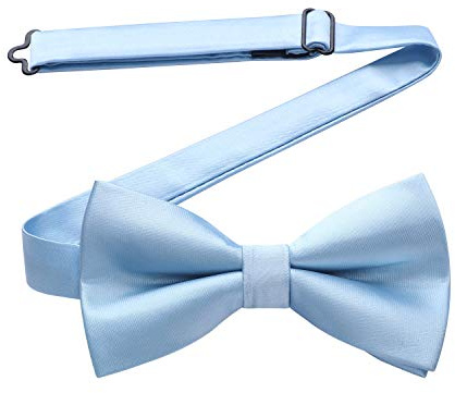 HISDERN Blue Bow Ties for Men Bowties Pretied Baby Blue Solid Color Classic Satin Bow Tie Formal Business Tuxedo Adjustable Bowtie for Wedding Party