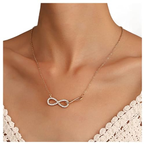 Cizenexe Bohemio Collar Colgante De Cristal Infinito 8 Cadena De Oro Eterno Gargantilla Rhinestone Infinito Joyería Para Las Mujeres