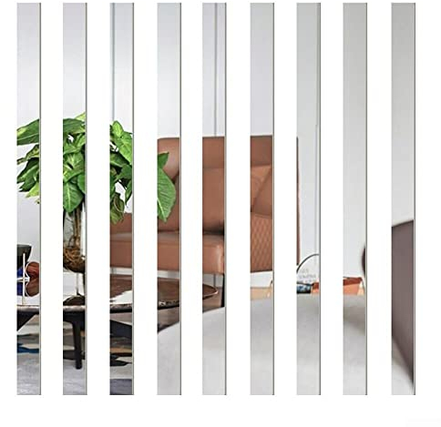 Spiegelfliesen Selbstklebend, 50CM Flexible Klebespiegel Gestreifte Spiegel Wandaufkleber,Nicht Glas Spiegel Selbstklebend Für DIY Home Dekorative