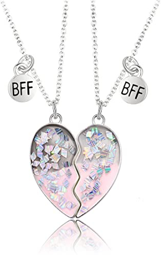 SJBAUTYO Juego de 2 collares de amistad con colgante de amistad con forma de corazón, magnéticos, mejores collares para 2 niñas, regalo de cumpleaños para mejores amigos