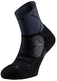 Lurbel Track Four, Calcetines de Trail Running, Calcetin Anti-Ampollas, Calcetin Transpirable y Anti-olor, Calcetines de correr. Unisex. (Black/Dark Grey, 42-44)