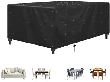 Abdeckung Gartenmöbel Winterfest 210x170x100cm Abdeckung Für Gartenmöbel Gartenmöbel Abdeckung Wasserdicht Black Schwerlast 600d Rechteckige Schutzhülle Terrassenmöbel Abdeckung Gartentisch