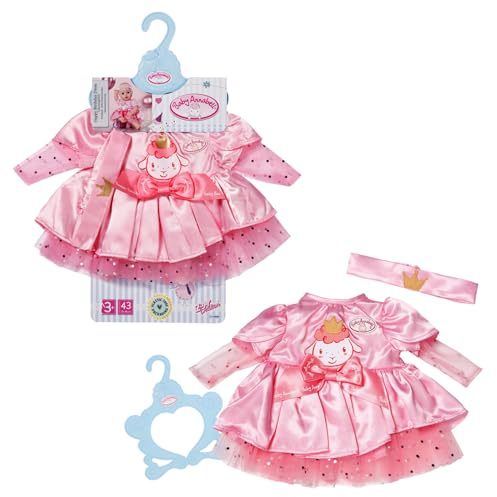 Baby Annabell Happy Birthday Dress 710548 - Pink Tulle Dress with Matching Crown Headband for 43cm Dolls - Suitable for Children from 3 years Old