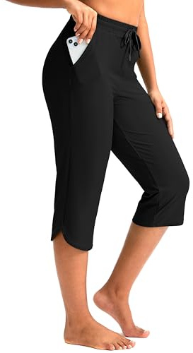 Pudolla Women's Swim Capris 18 Quick Dry UPF50+ Swimsuit Pants Long Board Shorts for Women with Pockets (Black 3X-Large)
