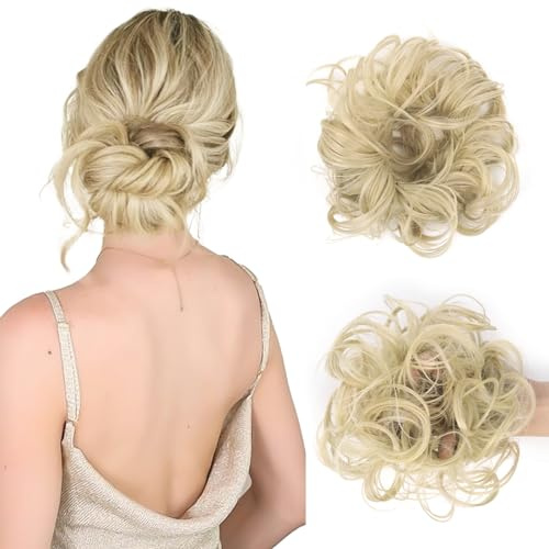 Vlasy Messy Bun Hair Piece for Women,Curly Wavy Hair Scrunchies Bun Extensions Hairpieces,Synthetic Hair Chignons Accessories Updo for Girls(101#,25g)