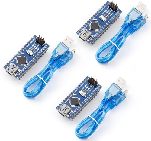 ELEGOO Pre-soldered Nano Board with Headers CH 340 Compatible with Arduino (Nano x 3 USB Cables)