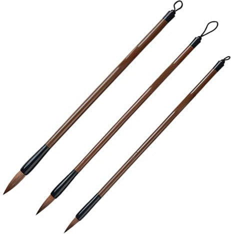 EIHI 3 Piezas Pincel Caligrafía China, Pinceles Acuarela, Pincel Dibujo Japonés Kanji Sumi, Para Escribir Caracteres Chinos, Adecuado Para Tinta y Pintura Acuarela