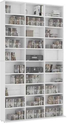 Gecheer CD-skåp tekniskt trä, CD-torn, DVD-förvaringsskåp med 30 öppna fack, CD- och DVD-hylla, för vardagsrum, sovrum, kontor, 102 x 16 x 177 cm