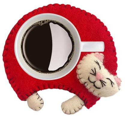 Sottobicchiere in feltro per bevande, tappetino da tazza per gattino | Felt Cup Coaster Cat Coasters - Sottobicchiere in feltro resistente al calore per bar, tavolo, soggiorno, cucina