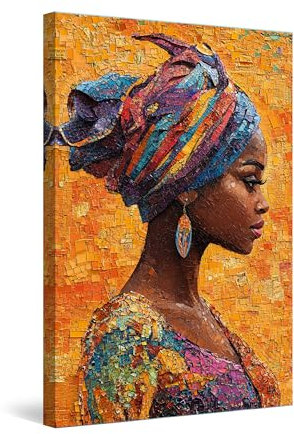 Startonight Quadro su Tela Luminoso - Donna Afro Tradizionale, Quadri Moderni Astratti per Camera da Letto, Stampe Incorniciate 60x90 cm, Decorazione Parete, Idea Regalo Elegante Luminoso al Buio