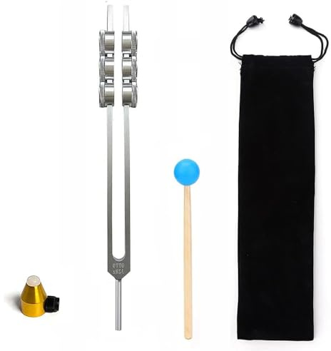 NEWFUN Diapason Therapeutique,Diapason 32 Hz, Diapason en aluminium avec marteau Outil de diagnostic de santé, idéal pour la thérapie, pour la thérapie des chakras,la ThéRapie par le Son