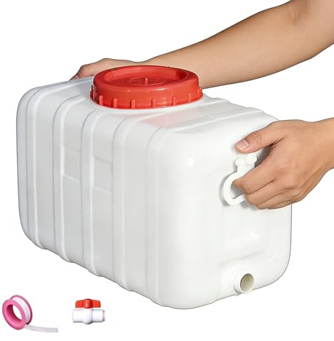 Vattentank med Kran 15L-110L Campingvattentank med Kran, Plastvattentank för Kök, Husbil, Skåpbil, Lastbil, Camping, Skola, Sjukhus, Utomhus, Trädgård(Size:50L/13.2 Gallon)