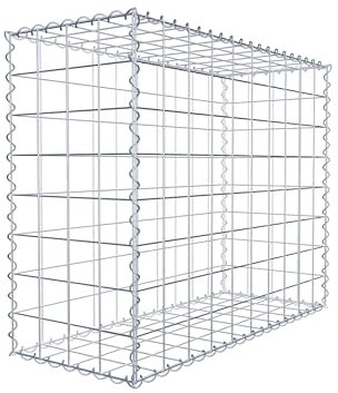 GABIONA Cesta de piedra cuadrada, malla de 10 x 10 cm, profundidad de 40 cm, cierre de espiral, galvanizada (100 x 80 x 40 cm)