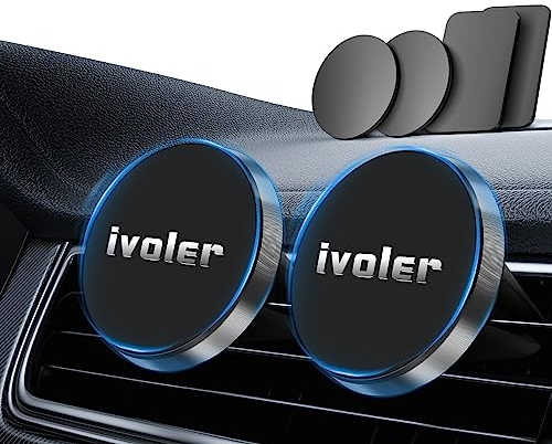 ivoler [2 Stücke Handyhalterung Auto Universal Magnet Lüftung Kfz Halterung Autohalterung Halter Handy Magnetic Handyhalter Mount für Verschiedene Telefonmodelle. (Schwarz)